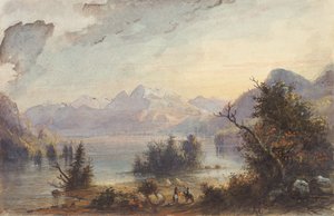 Scena del lago, Montagne Rocciose, c.1837 da Alfred Jacob Miller
