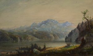Paesaggio con lago e montagne da Alfred Jacob Miller
