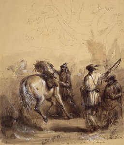 Sir W.D.S., Antoine e Auguste o preparativi per una caccia al bufalo, c.1837 da Alfred Jacob Miller