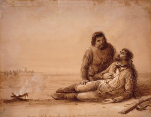 Trapper senza munizioni e in condizioni di fame vicino a Independence Rock, c.1850 da Alfred Jacob Miller