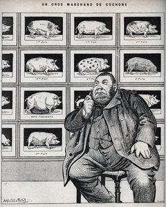 Un grande commerciante di maiali - Caricatura in "Le Cochon, souvenirs of Normandy" 1898