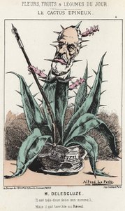 Le Cactus Spineux: Caricatura su Louis Charles Delescluze (1809 - 1871) - ill. dal 16/01/1871 in Fiori, Frutti e Verdure del Giorno