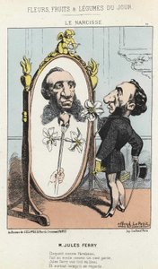 Il Narciso: caricatura su Jules Ferry - ill. del 27/01/1871 in "Fiori, Frutti e Verdure del Giorno"