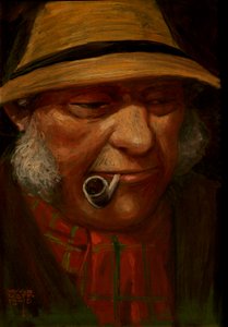 Dipinto di uomo che fuma la pipa, 1905 da Alfred Leete