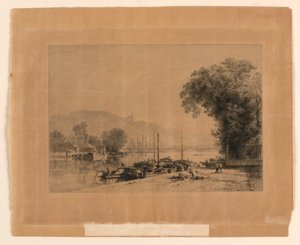 Les Bordes de la Seine a Rouen da Alfred Louis Brunet Debaines