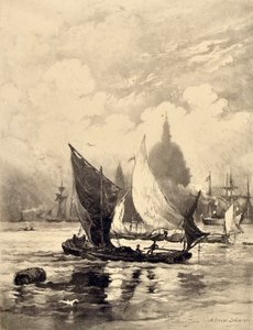 Il Tamigi sotto il London Bridge da Alfred Louis Brunet Debaines