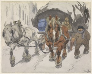 Carro dei Contadini con Due Cavalli da Alfred Ost