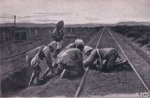 Le nostre truppe fanno saltare una ferrovia militare a nord di Bloemfontein da Alfred Pearse