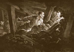 Il geniere W. Hackett rifiuta di lasciare un compagno gravemente ferito in una galleria mineraria