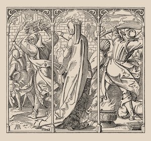 Die Nibelungen. Come la Regina ordinò di bruciare la sala, 1840-1841 da Alfred Rethel