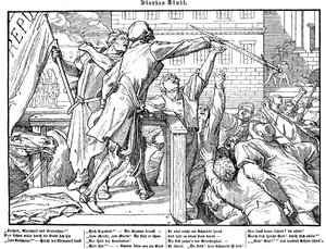 Totentanz 1848: La morte offre la spada della Giustizia da Alfred Rethel