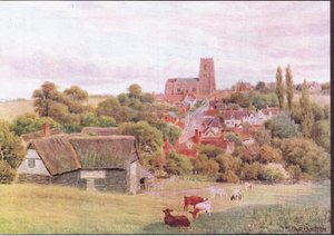 La chiesa sulla collina, Kersey, Suffolk, da The Cottages and the Village Life of Rural England pubblicato da Dent & Sons Limited, 1912