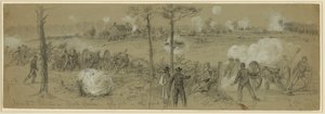 Posizione del 2 giugno vicino a Cold Harbor, trincee di fucilieri in prima linea da Alfred Rudolph Waud