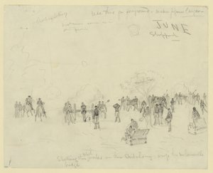 Bombardamento delle opere ribelli sul Chickahomy attraverso il ponte di Mechanicsville da Alfred Rudolph Waud