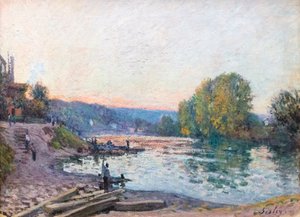 Sponde della Senna, effetto della luce del sole al crepuscolo da Alfred Sisley