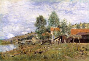 Cantiere navale a Saint-Mammes da Alfred Sisley