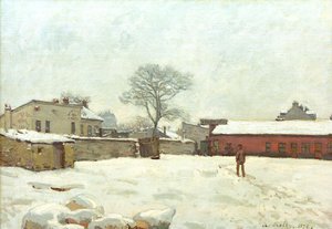 Sotto la neve, cortile della fattoria a Marly-le-Roi da Alfred Sisley