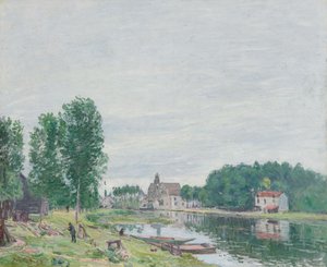 Il cantiere navale Matrat, Moret-sur-Loing, tempo piovoso da Alfred Sisley