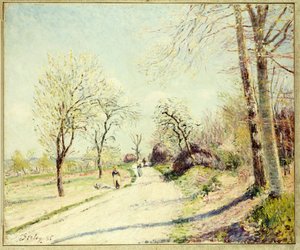 La strada da Veneux a Moret in un giorno di primavera, 1886 da Alfred Sisley