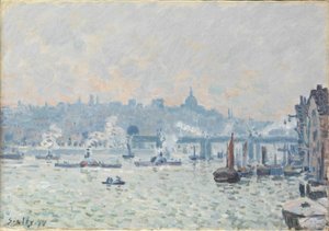 Veduta del Tamigi: Ponte di Charing Cross, 1874 da Alfred Sisley