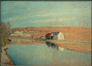 Il Loing e le colline di St. Nicaise - Sole di marzo da Alfred Sisley