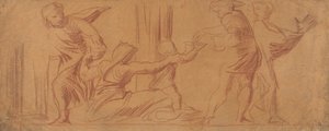 Gruppo di figure, bambino che mendica al centro da Alfred Emile Stevens