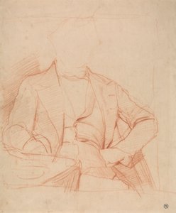 Studio per il ritratto del signor Coleman: seduto di fronte, mano sinistra sul fianco, braccio destro sul tavolo da Alfred Emile Stevens