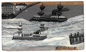Cannoniere in tempo di guerra, 1855-1942 circa (olio su tavola) da Alfred Wallis
