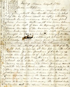 Lettera [di Alfred Warner] a Stephen, 3 agosto 1861 da Alfred Warner