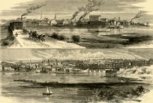Rock Island, Illinois.- Davenport, Iowa, 1874 da Alfred Rudolph Waud