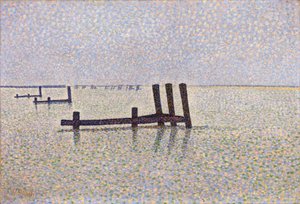 Vista della Manica a Nieuport in Belgio - Pittura di Alfred William Finch, ca. 1889