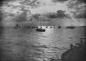 Tramonto sulle banche di perle, Marrichikaddi, c1890, 1910 da Alfred William Amandus Plate