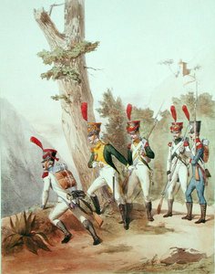 Truppe francesi, inciso da Gustave David da Alfred de (after) Marbot