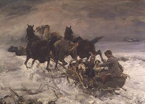 Figure in una slitta trainata da cavalli da Alfred von Wierusz Kowalski