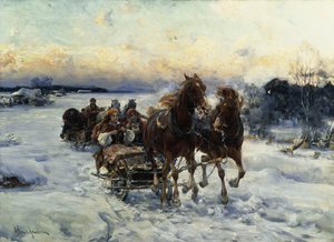 La corsa in slitta da Alfred von Wierusz Kowalski