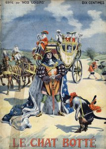Il gatto con gli stivali. Racconto popolare. Illustrazione di Vaccari e Carrey nella collezione Les beaux tales Nos loisirs ca. 1910. Collezione privata