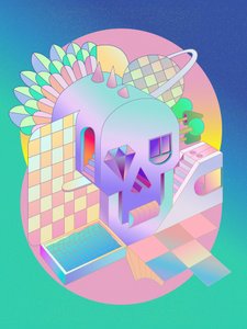 Paesaggio di teschi ai pastelli da Ali Gulec