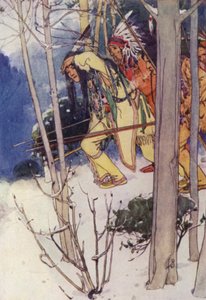 Gli indiani si avvicinarono silenziosamente (litografia a colori)