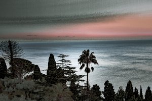 Tramonto a Taormina, 2019 (fotografia ridipinta a mano) da Alice Gur-Arie