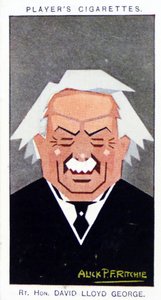 Carta di sigarette Player del 1926 raffigurante: David Lloyd George da Alick Penrose Forbes Ritchie