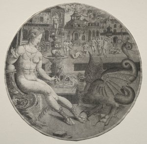 Donna nuda e un drago, 1523