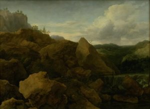 Paesaggio montano con cascata