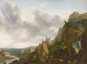 Paesaggio montano del nord con cascata