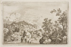Fiume tra rocce e capanne di legno da Allaert van Everdingen