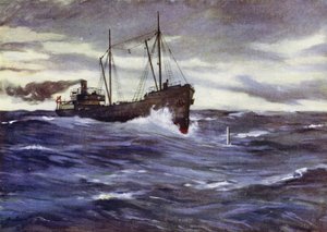 Il carboniere Thordis sta per speronare un sottomarino tedesco da Allan (after) Stewart