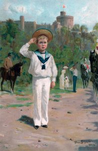 Edoardo, Principe di Galles, che saluta i colori