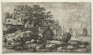 Otto paesaggi (H.57-64): Paesaggio con due barche vuote da Allart van Everdingen