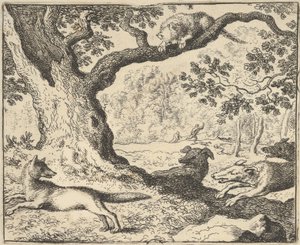 Seguendo la Falsa Storia di Renard, Suo Padre è Inseguito dai Cani da Caccia da Hendrick van ..., 1650-75