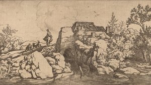 Cavaliere su un ponte di pietra, probabilmente c. 1645-1656 da Allart van Everdingen