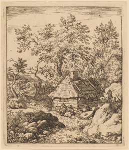 Paesaggio con macina vicino a una botte da Allart van Everdingen